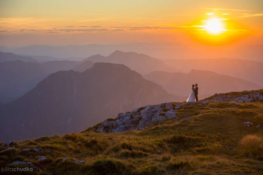 Plener ślubny, zakopane, tatry, ciemniak , sesja w górach, zachód słońca